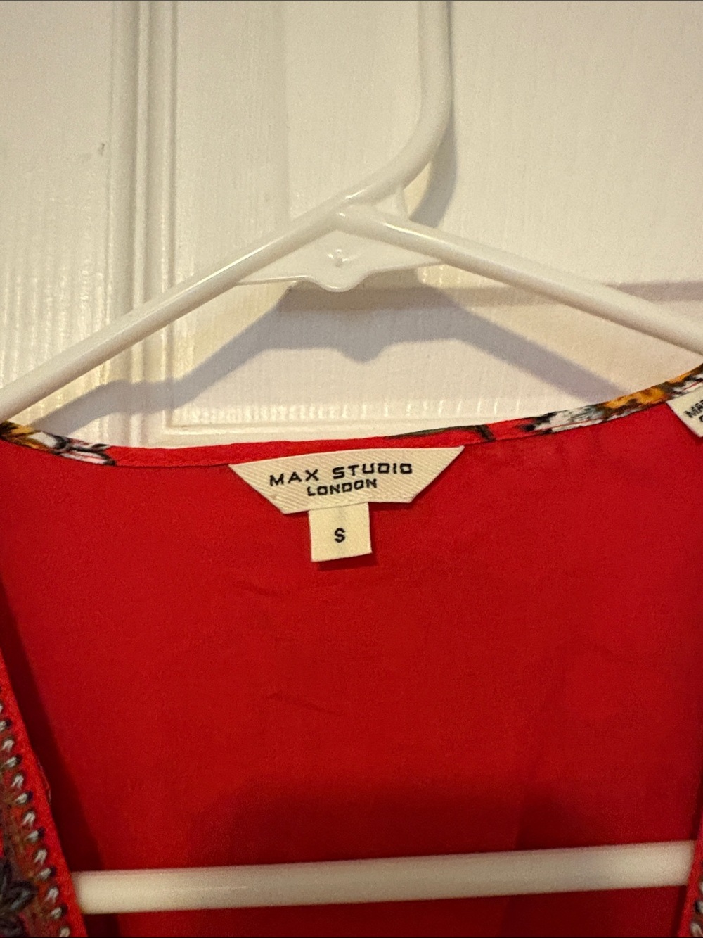 Max Studio Red Floral V-Neck Maxi with Embroidered Trim - Picture 4 of 4